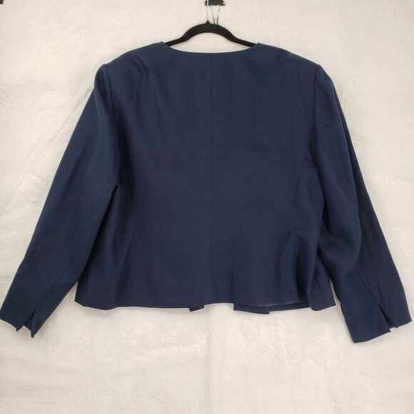 Talbots Blazer Womens 20W Navy Blue Irish Linen Lined Career Suit Jacket Pockets - Picture 5 of 9